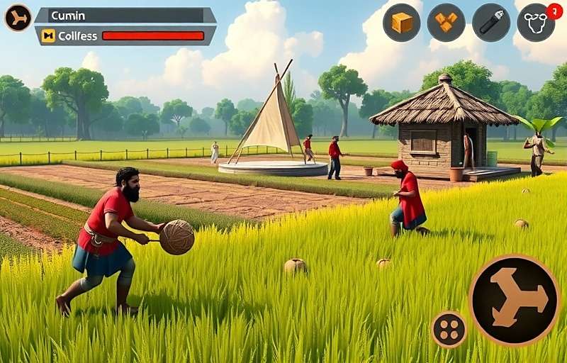 Cumin Master Quest - Spice Collection Cumin Master Quest gameplay showing player collecting cumin from a traditional Indian farm with farmers in the background