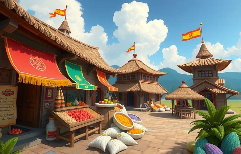 Cumin Master Quest - Upcoming Features Concept art for Cumin Master Quest future update showing a new Northeast India region with traditional Assamese spice markets